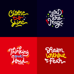 set of hand drawn lettering inspirational and motivational quote