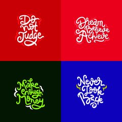 set of hand drawn lettering inspirational and motivational quote