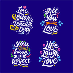 set of hand drawn lettering inspirational and motivational quote