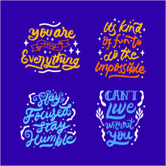 Fototapeta premium set of hand drawn lettering inspirational and motivational quote