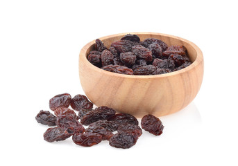 raisins in a bowl isolated on white background