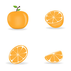 fresh ripe oranges with leaves.