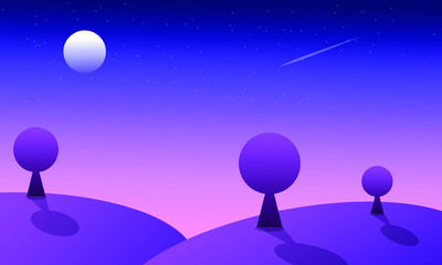 Fototapeta premium Night Landscape beautiful night sky with stars and the moon.