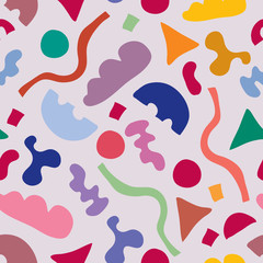 Vector Repeating Doodle and Shapes Colourful Repeating Seamless Pattern. Perfect for Wallpaper, fabric and scrapbooking.