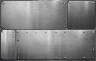 Metal plates on steel background - 327273870