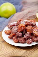 A pile of preserved apricot