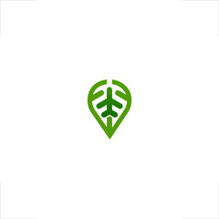 Flight logo eco leaf design travel pin