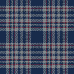 Plaid pattern background. Seamless striped check plaid graphic in dark blue, bordo red, and grey for flannel shirt, blanket, throw, upholstery, duvet cover, or other modern fabric design.