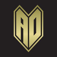 AD Logo monogram with emblem line style isolated on gold colors