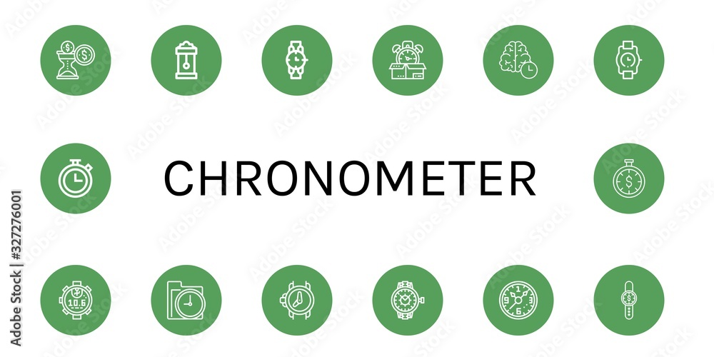 Poster chronometer simple icons set