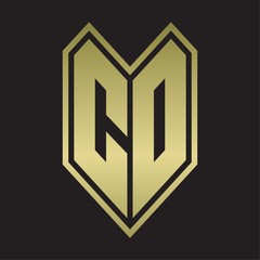 CD Logo monogram with emblem line style isolated on gold colors