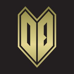 DQ Logo monogram with emblem line style isolated on gold colors