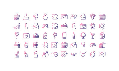 set of icons women day,gradient style icon