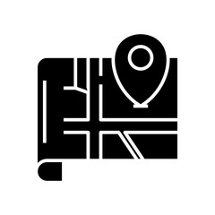 Geo location black icon, concept illustration, vector flat symbol, glyph sign.