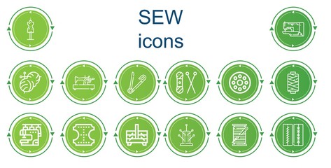 Editable 14 sew icons for web and mobile