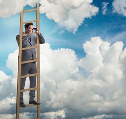 Businessman looking into the future in forecasting concept