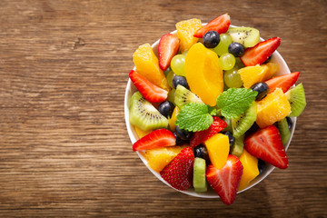 bowl of fruit salad, top view