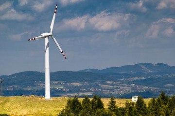 Wind Turbine in Beskid Mountains. Rytro, Poland.