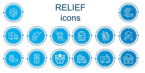 Editable 14 relief icons for web and mobile