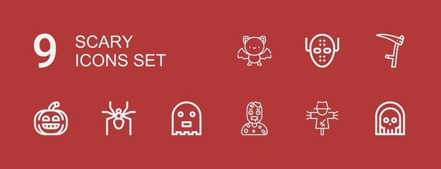 Editable 9 scary icons for web and mobile
