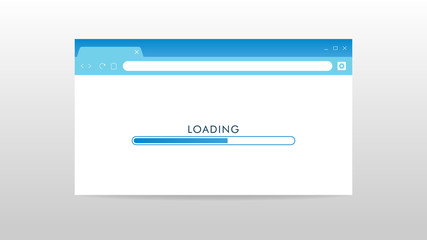 Simple website browser with loading progress page concept. Internet and online surfing things. Vector illustration