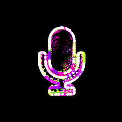 Symbol microphone from multi-colored circles and stripes. UFO Green, Purple, Pink
