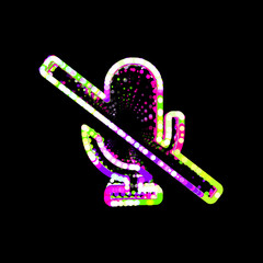 Symbol microphone slash from multi-colored circles and stripes. UFO Green, Purple, Pink