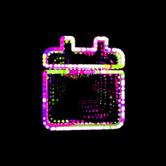 Symbol calendar solid from multi-colored circles and stripes. UFO Green, Purple, Pink