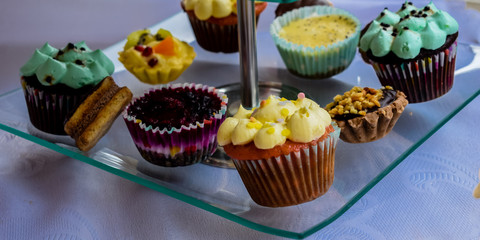 Closeup of chocolate marshmallow cupcakes
