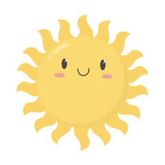 cartoon sun summer weather icon design white background