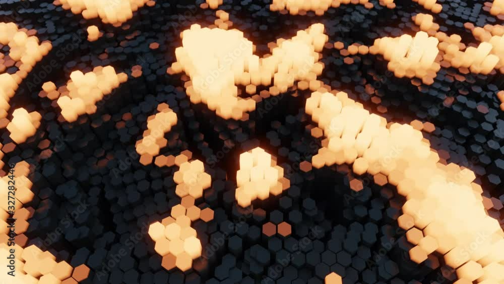 Aufkleber footage of hexagon waving and transform to bitcoins symbol