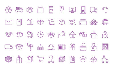 Isolated delivery line style icon set vector design