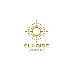 elegant sun sunset sunrise logo icon in trendy line style vector Illustration	