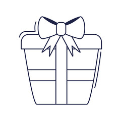happy birthday, wrapped gift box surprise celebration party line style icon