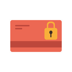 Fototapeta premium Isolated padlock inside credit card flat style icon vector design
