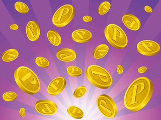 上から降るコイン（紫）