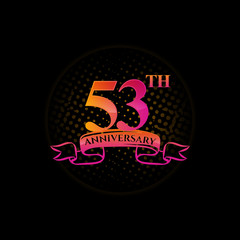 Logo 53th Anniversary Logo with a circle and number 53 in it and labeled commemorative year.