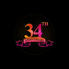Logo 34th Anniversary Logo with a circle and number 34 in it and labeled commemorative year.