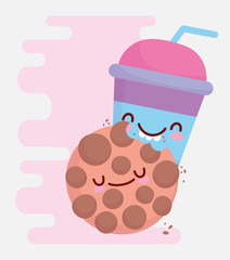 cookie and disposable coffee cup menu character cartoon food cute