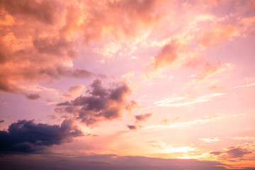 Colorful cloudy sky at sunset. Gradient color. Sky texture. Abstract natural background