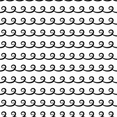 Wavy lines. Seamless pattern.   Black on white.Vector illustration.