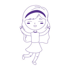 cute little girl hands up celebrating kids zone icon line style