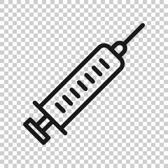 Syringe icon in flat style. Inject needle vector illustration on white isolated background. Drug dose business concept.