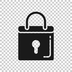 Locker icon in flat style. Padlock password vector illustration on white isolated background. Key unlock business concept.