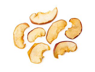  Dried sliced apples, fruit isolated on white background