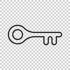 Key icon in flat style. Password vector illustration on white isolated background. Access business concept.