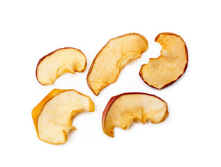  Dried sliced apples, fruit isolated on white background