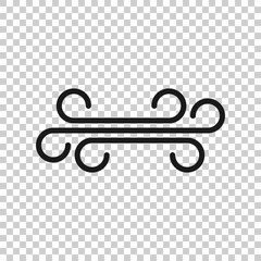 Wind icon in flat style. Air vector illustration on white isolated background. Breeze business concept.