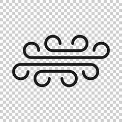 Wind icon in flat style. Air vector illustration on white isolated background. Breeze business concept.