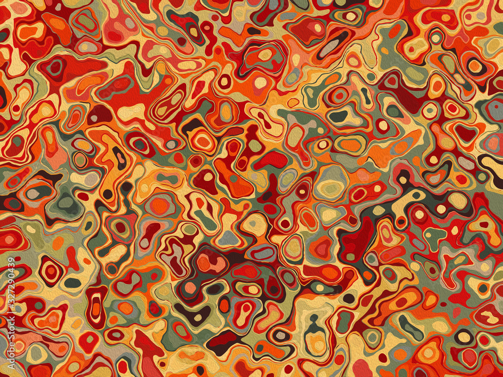Poster rectangular abstract background in coral colors stylized as a canvas with a pattern painted with oil